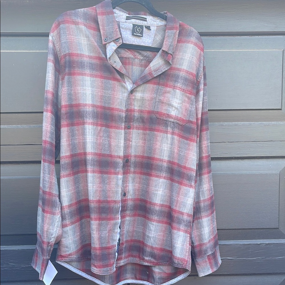 Casual Red Plaid Men's Shirt